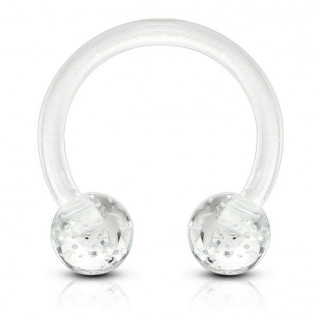 Piercing fer � cheval bioflex transparent � boules acrylique paillet�es