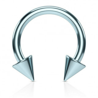 Piercing fer � cheval bleu clair IP � pointes