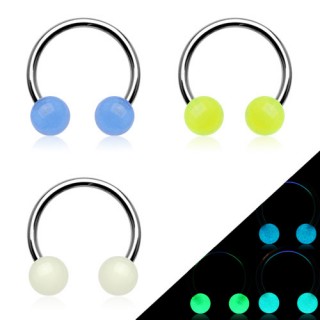 Piercing fer � cheval boules fluorescentes