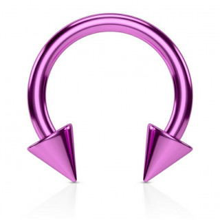 Piercing fer � cheval pourpre IP � pointes