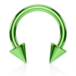 Piercing fer � cheval vert IP � pointes