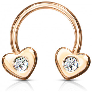 Piercing fer � cheval � coeurs Cuivr�s sertis strass (septum, daith...)