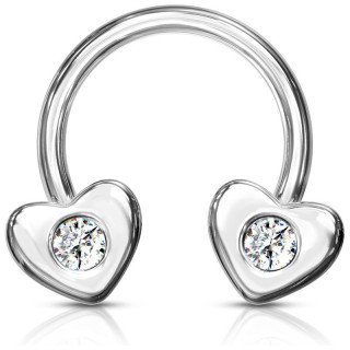 Piercing fer � cheval � coeurs sertis strass (septum, daith...)