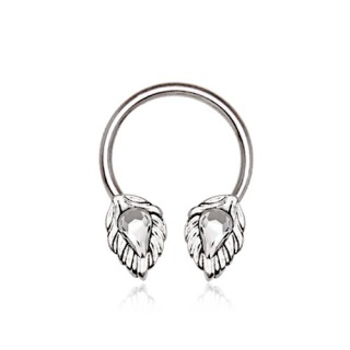 Piercing fer � cheval � embouts feuilles serties