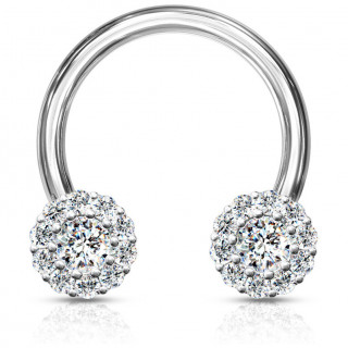 Piercing fer � cheval � embouts strass clairs (septum, daith...)