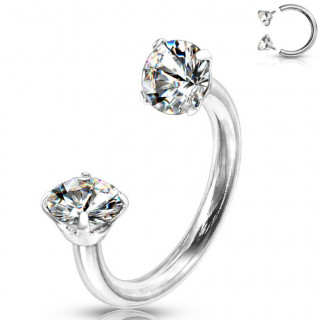 Piercing fer � cheval embouts strass � filetage interne - Clair
