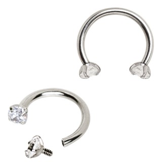 Piercing fer � cheval � embouts zirconiums (filetage interne)