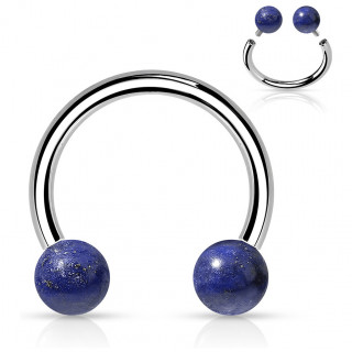 Piercing fer � cheval en acier � perles de Sodalite bleue (filetage interne)