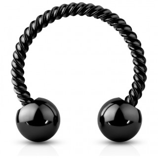 Piercing fer � cheval en acier twist� style corde - Noir