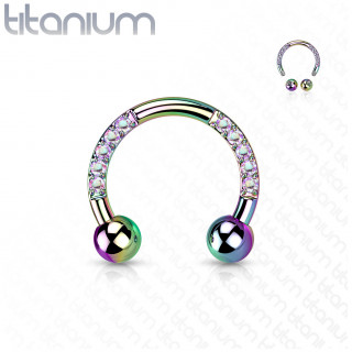 Piercing fer � cheval en Titane Multicolore � zirconiums en arques