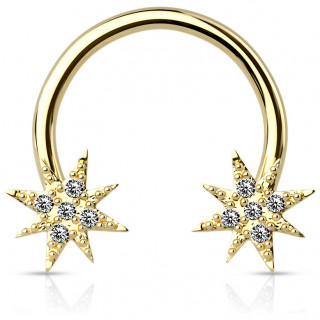 Piercing fer � cheval plaqu� or jaune � embouts �toil�s