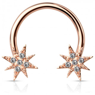 Piercing fer � cheval plaqu� or rose � embouts �toil�s