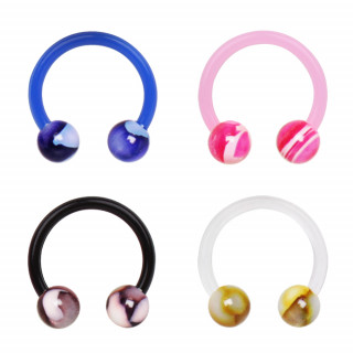 Piercing fer � cheval PTFE � boules marbr�es