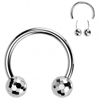 Piercing fer � cheval Push-in Titane � boules multi-facettes (septum, h�lix, lobe...)