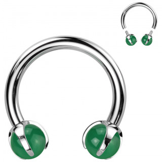 Piercing fer � cheval Titane � perle de Jade (h�lix, septum...)