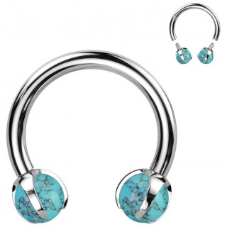 Piercing fer � cheval Titane � perle de Turquoise (h�lix, septum...)