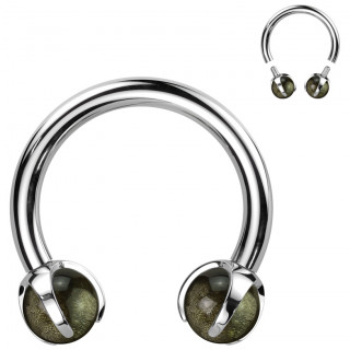 Piercing fer � cheval Titane � perle d'Obsidienne (h�lix, septum...)