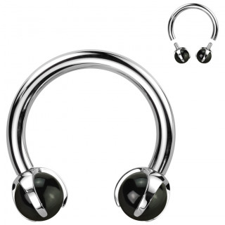 Piercing fer � cheval Titane � perle d'Onyx (h�lix, septum...)