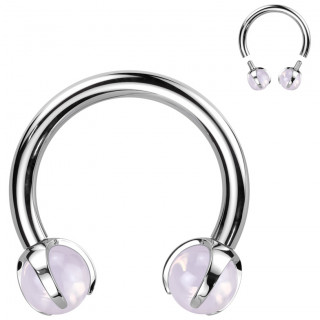 Piercing fer � cheval Titane � perle d'Opalite rose (h�lix, septum...)