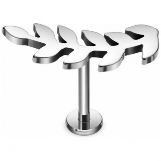 Piercing feuille d'olivier en Titane � filetage interne (l�vre et oreille)