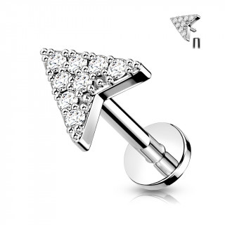 Piercing fl�che � chevron strass (l�vre, cartilage oreille...)