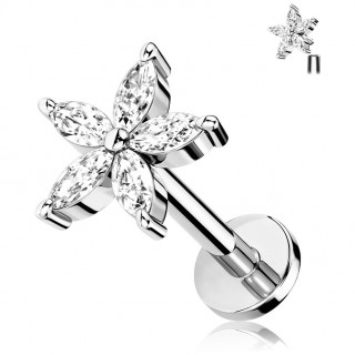 Piercing fleur chic � p�tales zirconium (l�vre, cartilage oreille...)