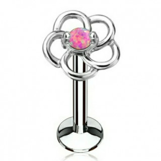 Piercing fleur en boucles � Opale rose (l�vre, cartilage)