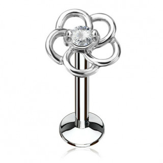 Piercing fleur en boucles � strass clair (l�vre, cartilage)