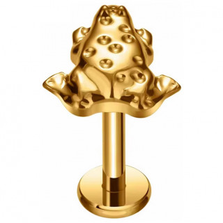 Piercing Grenouille en Titane dor� pour l�vre et oreille (� filetage interne)