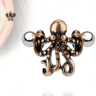 Piercing h�lix � poulpe cuivr�