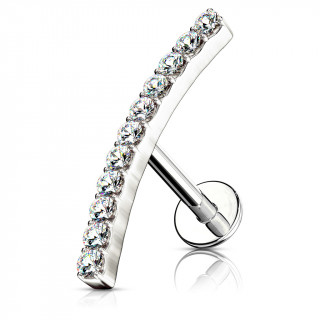 Piercing helix � barre arqu�e pav�e de strass (tige labret)
