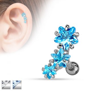 Piercing helix / cartilage � trio d'�toiles strass