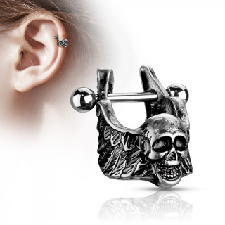 Piercing h�lix � crane ange de la mort gris antique