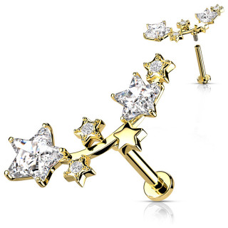 Piercing h�lix Dor� � arc d'�toiles (filetage interne)