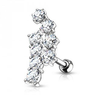 Piercing helix � lignes de strass d�cal�es - Gris