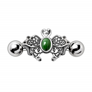 Piercing helix papillon � perle verte