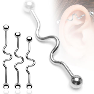 Piercing industriel � boules et barre ondul�e