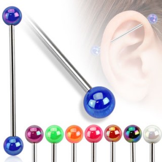 Piercing industriel � boules perl�es aspect m�tallique