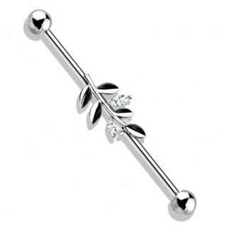 Piercing industriel � branche de laurier sertie