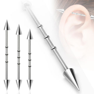 Piercing industriel � pointes et barre perl�e