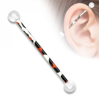 Piercing industriel � tige en acier tachet� et boules en acryliques