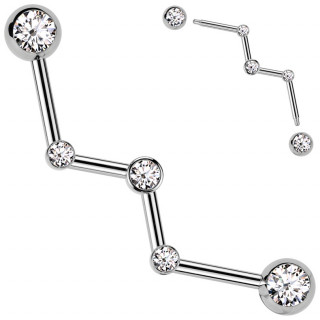 Piercing industriel acier en forme de constellation / zigzag � billes serties