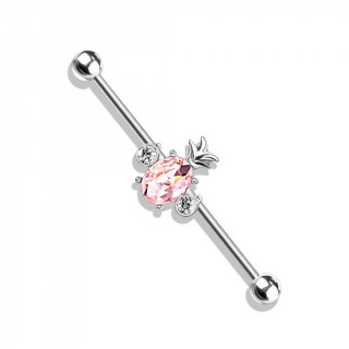 Piercing industriel � ananas zirconium rose