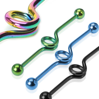 Piercing industriel anodis� titane avec barre � boucle