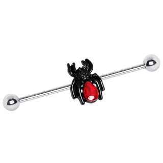Piercing industriel araign�e noire � abdomen rouge