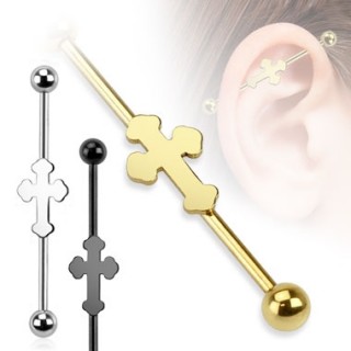 Piercing industriel avec croix m�dievale