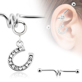 Piercing industriel avec fer � cheval en pendentif