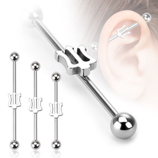 Piercing industriel avec trident de Poseidon