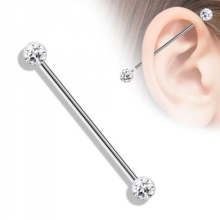 Piercing industriel � boules shamballa - Clair (filetage interne)
