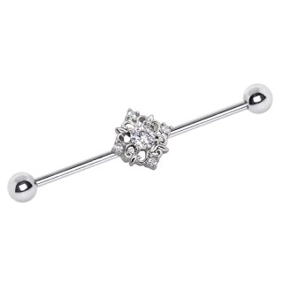 Piercing industriel � carr� de fleur de lys